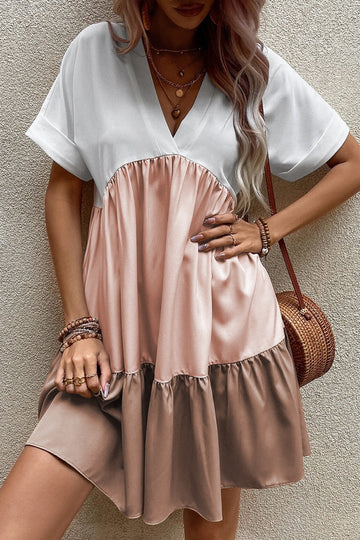 Bashful Short Sleeve Mini Dress- Blush