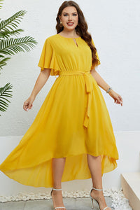 Let's Fly Away High-Low Dress- Mustard