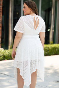 My Forever Lace Trim Dress-White