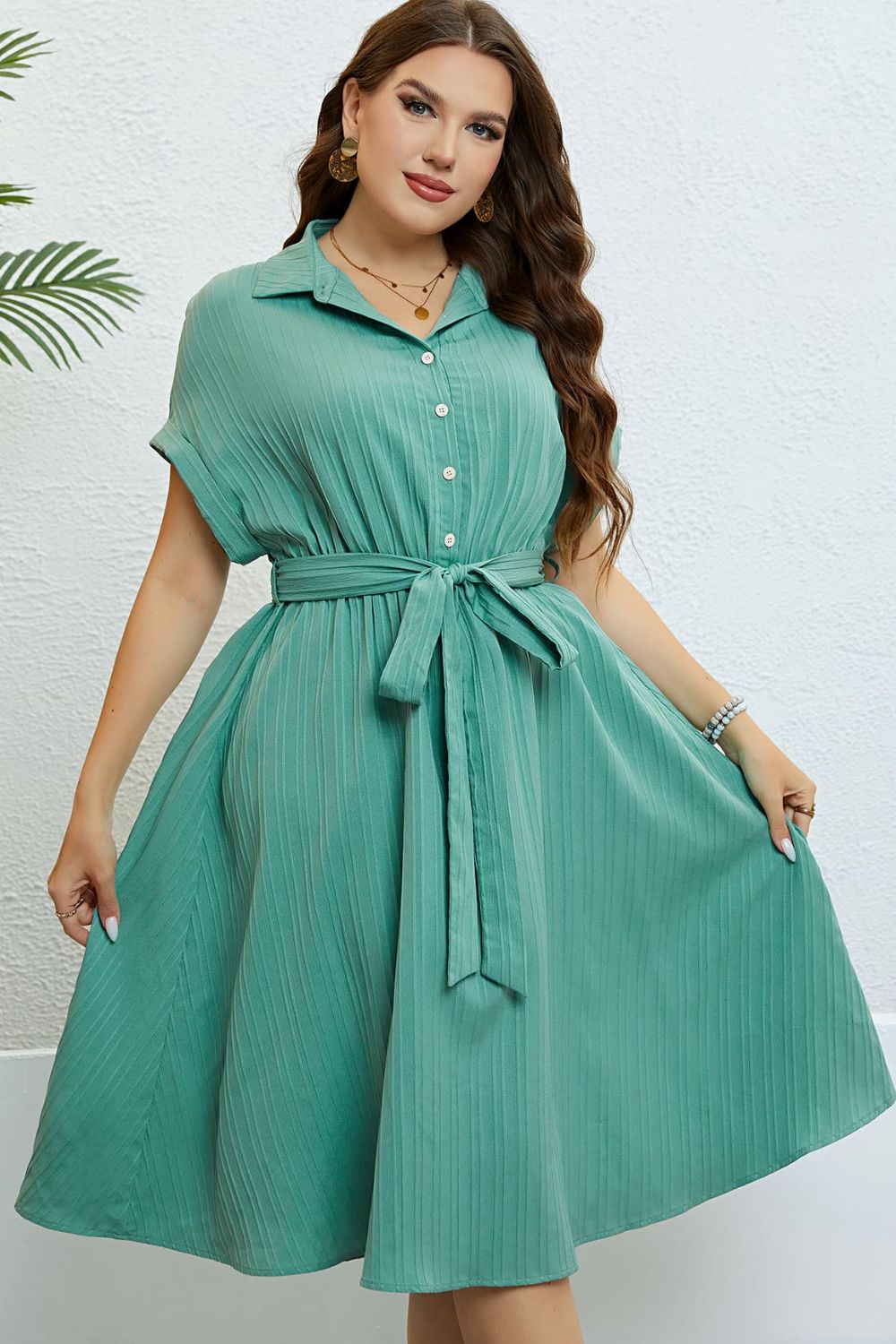 Rachel's Grace Shirt Dress -Turquoise