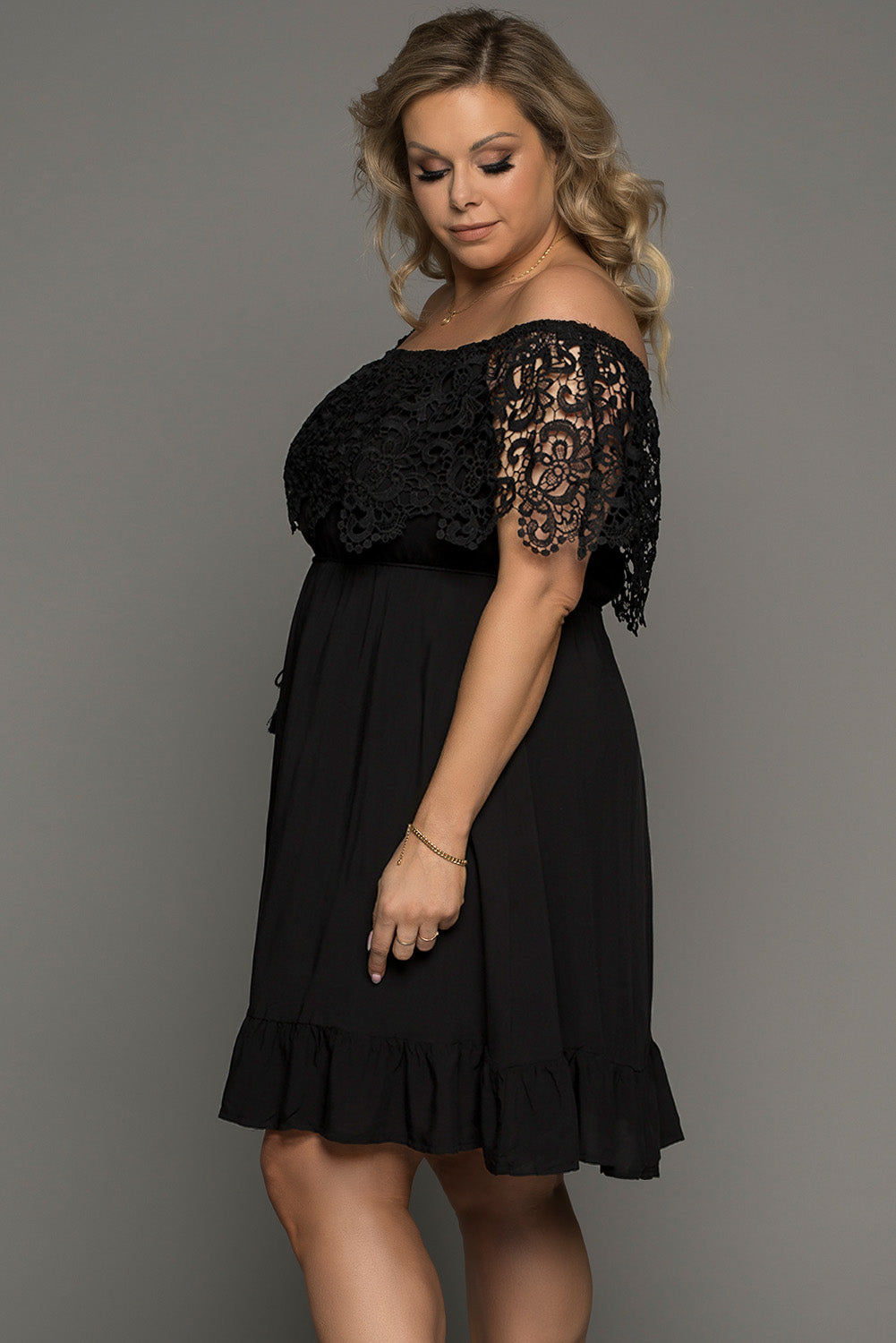 Committed 2  You  Lace Off-Shoulder Dress