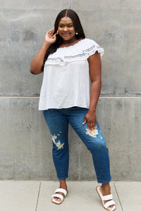 Touch Of Allure Ruffle Blouse- Off White