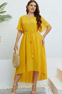 Let's Fly Away High-Low Dress- Mustard