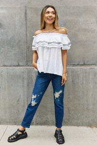 Touch Of Allure Ruffle Blouse- Off White